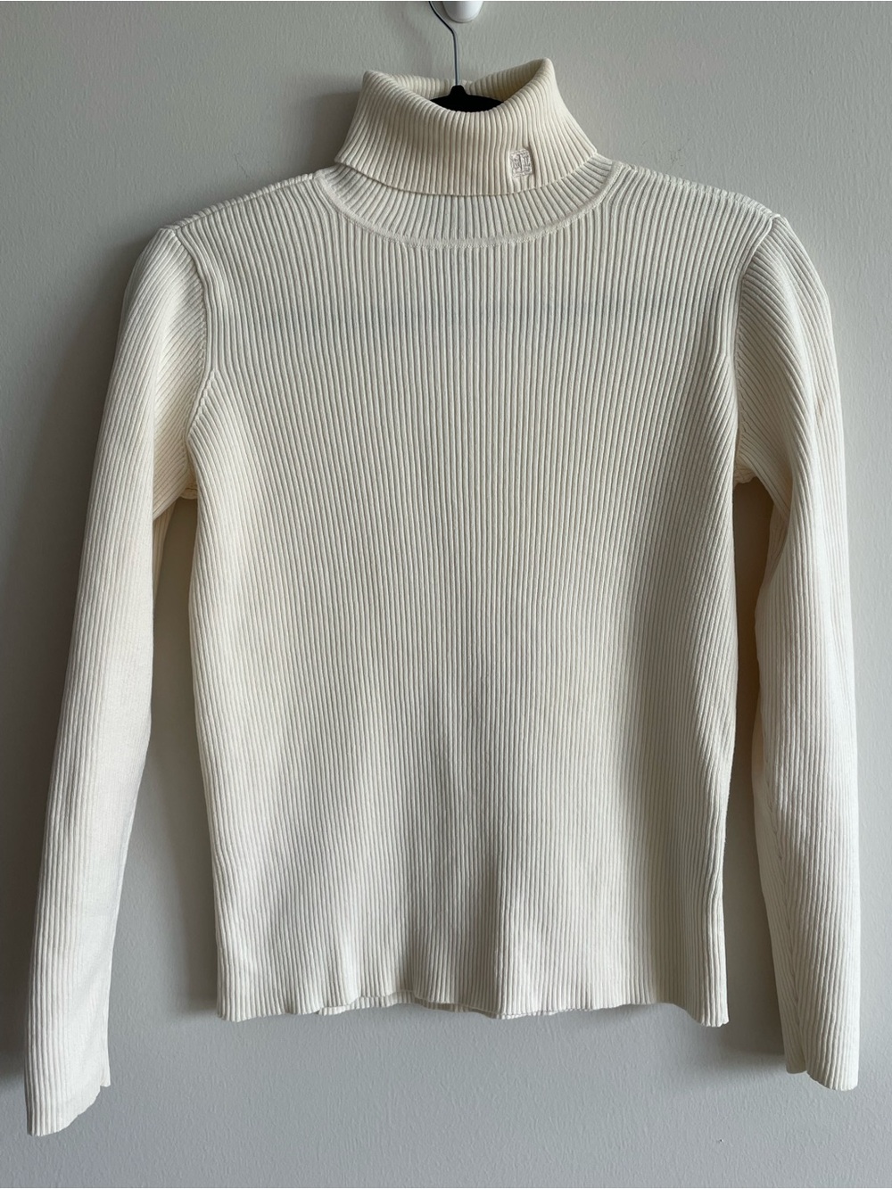 Lauren Ralph Lauren Ribbed Turtleneck Sweater Buttery Cream Monogram Coastal S